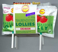 Frigeo Traubenzucker Lollies -Erdbeer-